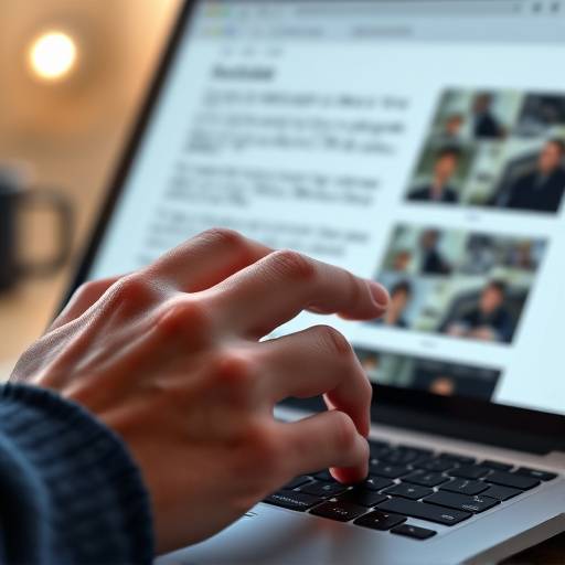 Manos de una persona utilizando un lector de pantalla para navegar por una página web, destacando la importancia de la accesibilidad para usuarios con discapacidades visuales.