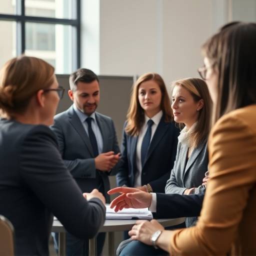 Un grupo de profesionales participando en un debate durante un taller de oratoria