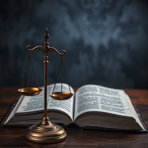 Una balanza de la justicia con un libro abierto que simboliza el conocimiento legal